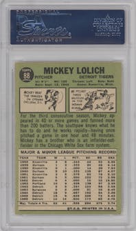 Mickey Lolich from the 1967 Topps set graded by PSA and given an overall grade of 9.