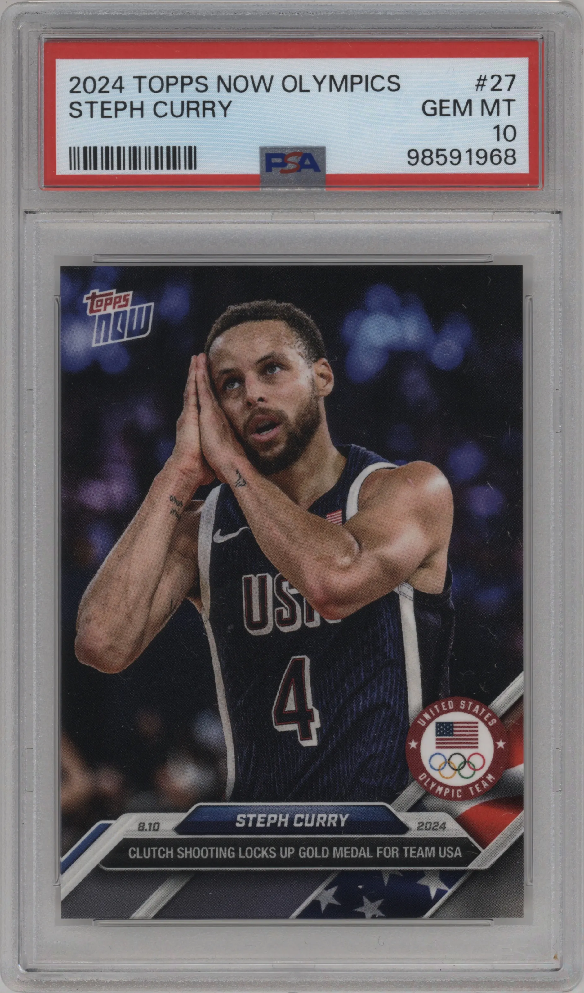 2024 Topps Now Olympics Steph Curry #27 PSA 10