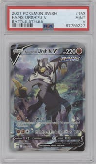 Rapid Strike Urshifu V from the 2021 Pokemon SWSH set graded by PSA and given an overall grade of 9.