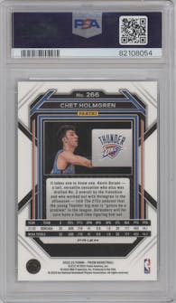 Chet Holmgren from the 2022-23 Panini Prizm  set featuring a White Sparkle parallel graded by PSA and given an overall grade of 10.