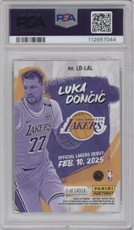 Luka Doncic from the 2024-25 Panini Instant NBA set graded by PSA and given an overall grade of 10.