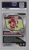 Christian McCaffrey from the 2024 Panini Prizm set featuring a Black & White Checker parallel graded by PSA and given an overall grade of 9.