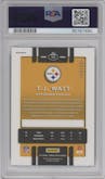 T.J. Watt from the 2017 Panini Donruss Optic set featuring a Aqua parallel graded by PSA and given an overall grade of 10.