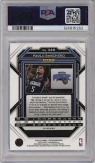 Paolo Banchero from the 2022-23 Panini Prizm  set featuring a Silver Prizm parallel graded by PSA and given an overall grade of 10.