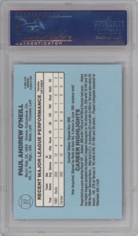 Paul O'Neill from the 1986 Donruss set graded by PSA and given an overall grade of 10.