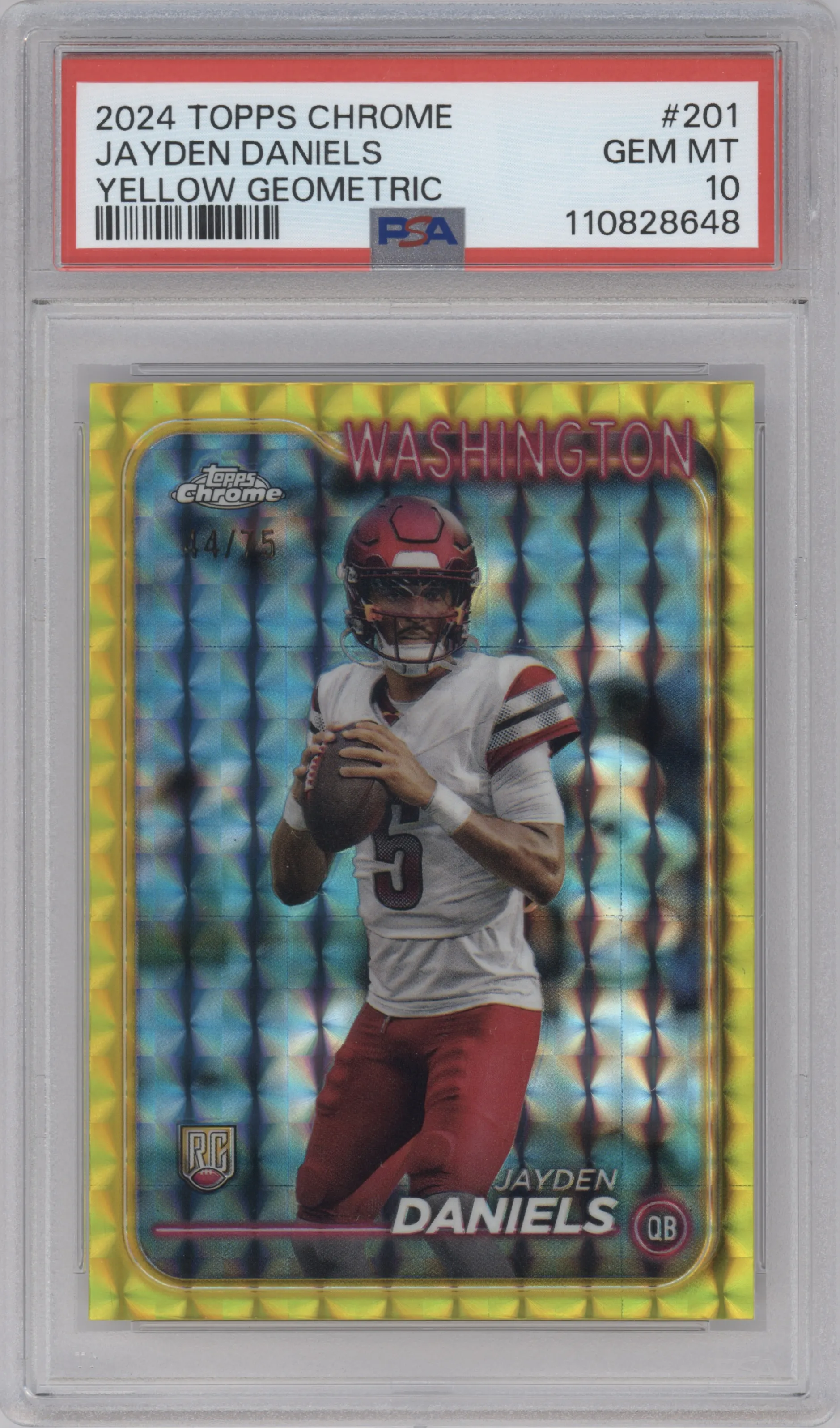 2024 Topps Chrome Jayden Daniels Yellow Geometric Refractor PSA 10