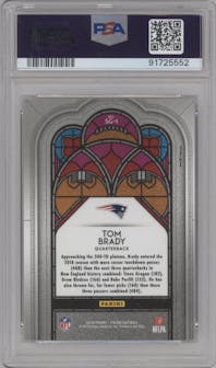 Tom Brady from the 2018 Panini Prizm set graded by PSA and given an overall grade of 9.