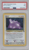 Ditto from the 1999 Pokemon set graded by PSA and given an overall grade of 7.