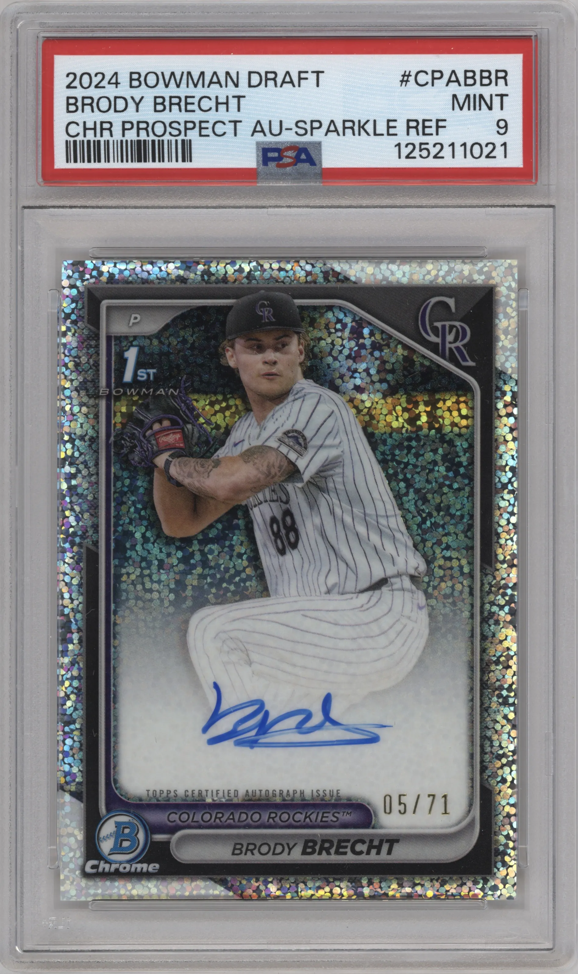 2024 Bowman Draft Chr.Pros.Auto Brody Brecht Sparkle Refractor #CPA-BBR PSA 9