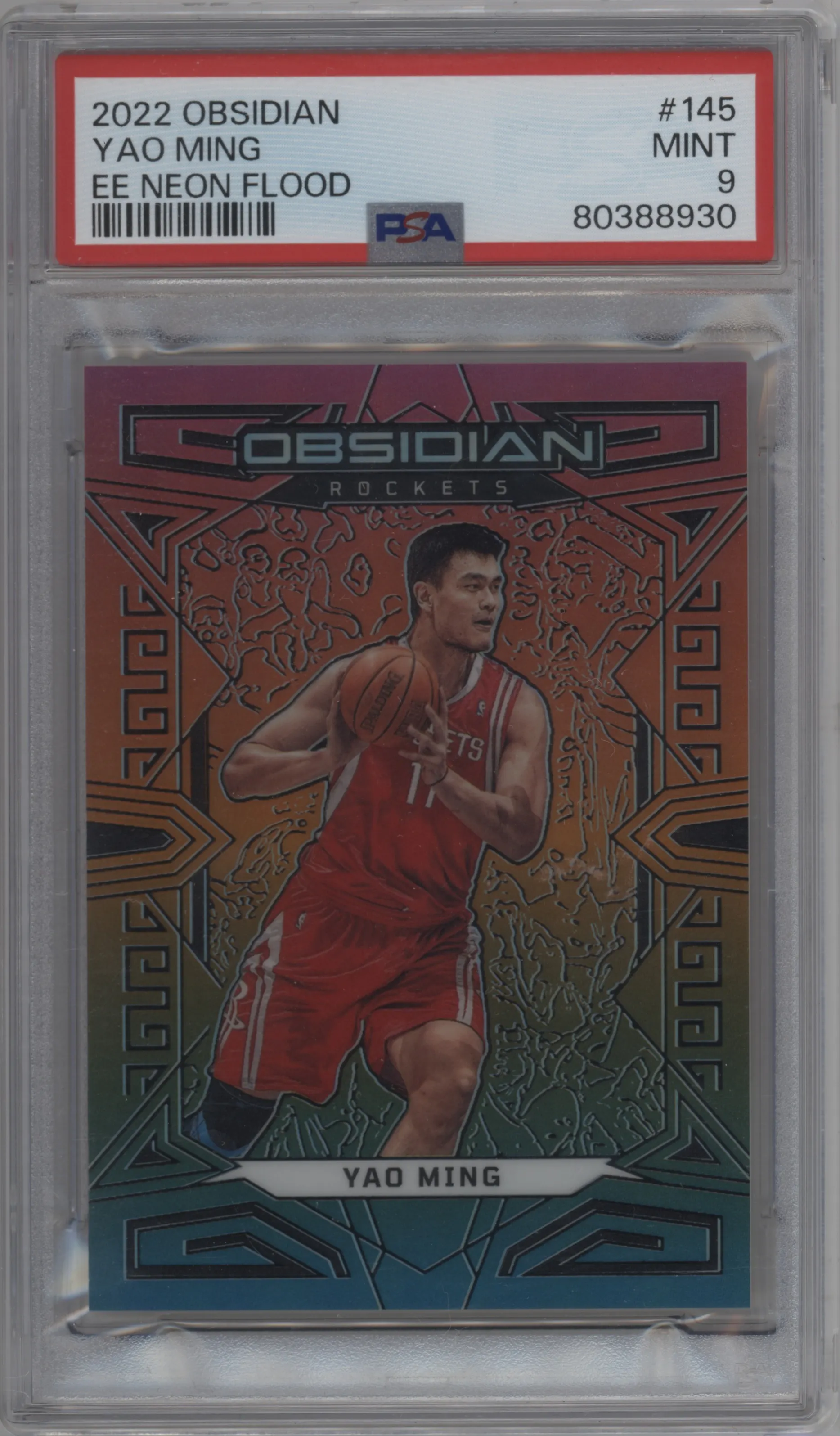 2022 Panini Obsidian Yao Ming Electric Etch Neon Flood #145 PSA 9