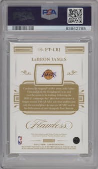 LeBron James from the 2020-21 Panini Flawless Basketball set graded by PSA and given an overall grade of 9.