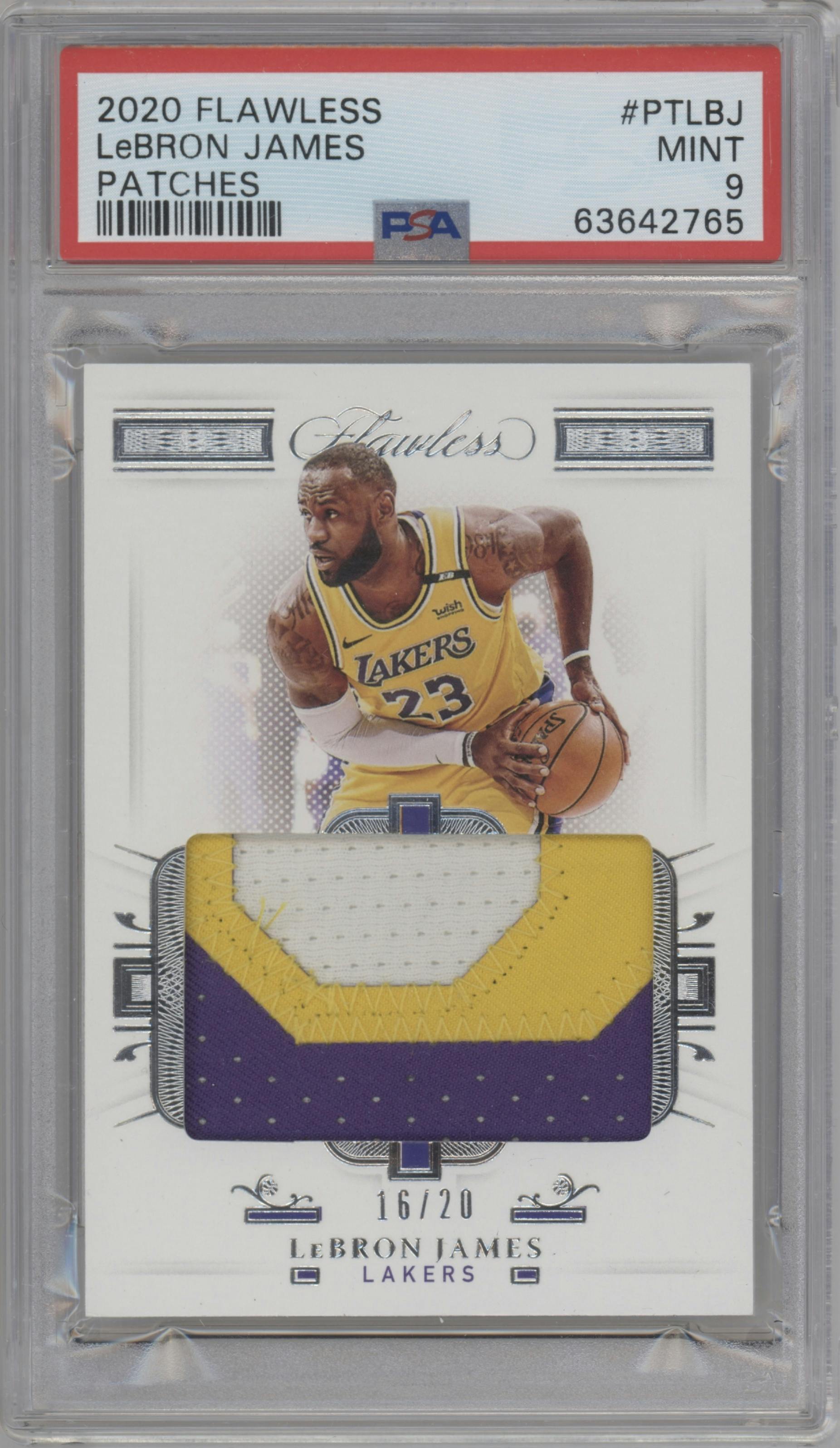 LeBron James from the 2020-21 Panini Flawless Basketball set graded by PSA and given an overall grade of 9.