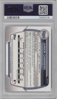 Junior Caminero from the 2023 Bowman  set graded by PSA and given an overall grade of 10.