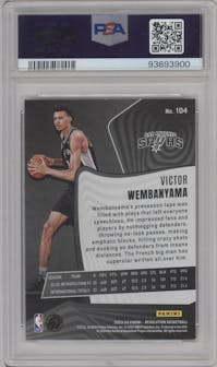 Victor Wembanyama from the 2023-24 Panini Revolution set graded by PSA and given an overall grade of 9.