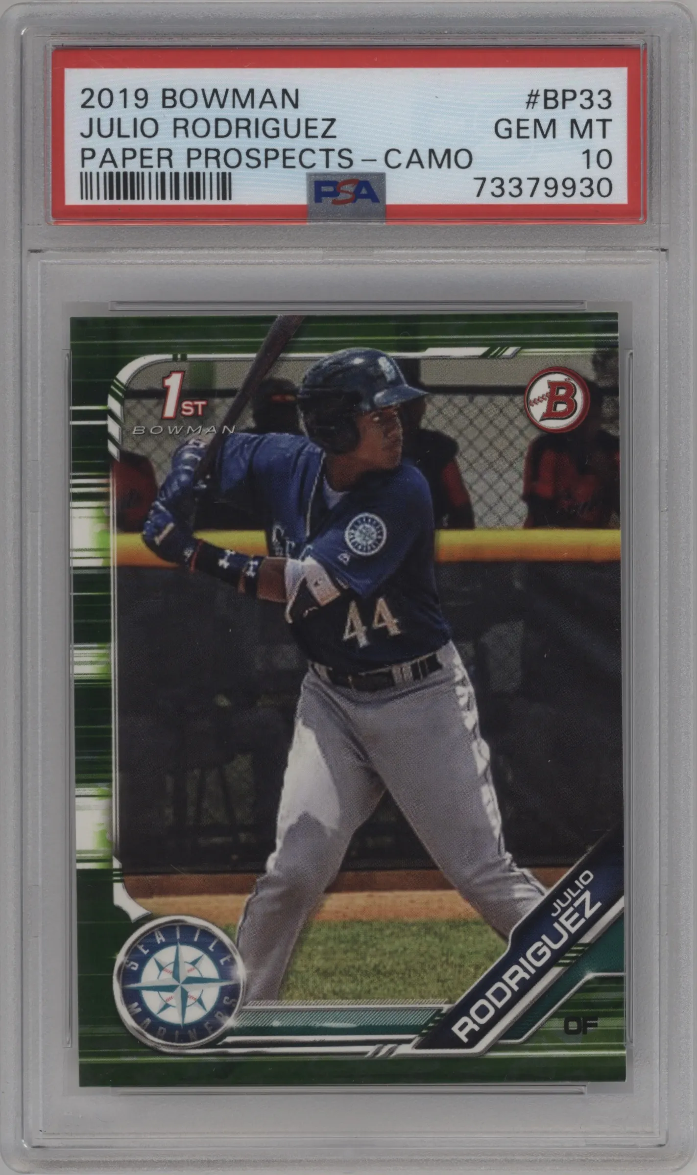 2019 Bowman Prospect Julio Rodriguez Camo PSA 10