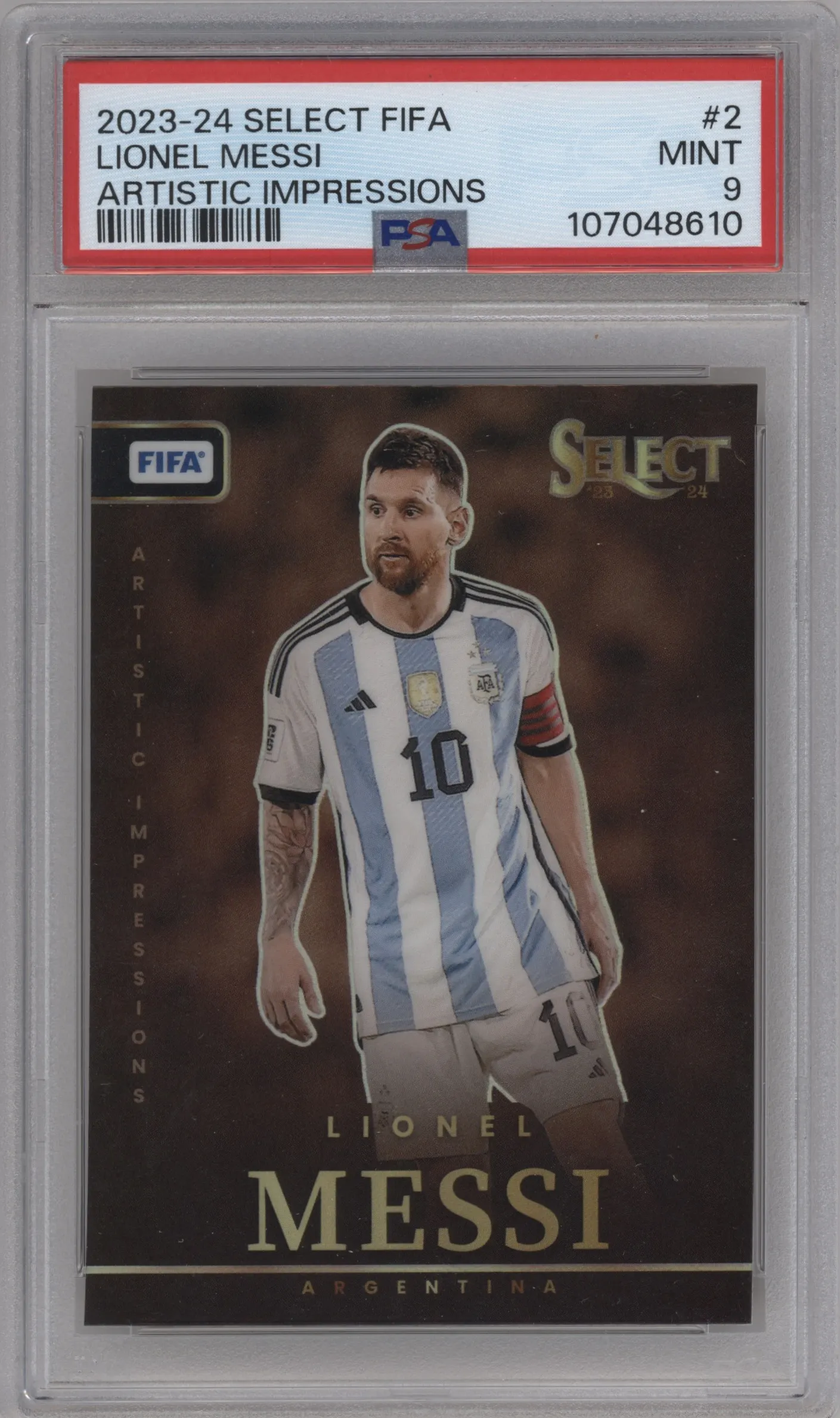 2023 Panini Select FIFA Artistic Impressions Lionel Messi PSA 9
