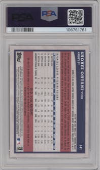 Shohei Ohtani from the 2018 Topps Big League set graded by PSA and given an overall grade of 10.