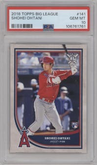 Shohei Ohtani from the 2018 Topps Big League set graded by PSA and given an overall grade of 10.