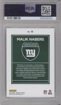 Malik Nabers  from the 2024 Donruss set graded by PSA and given an overall grade of 9.
