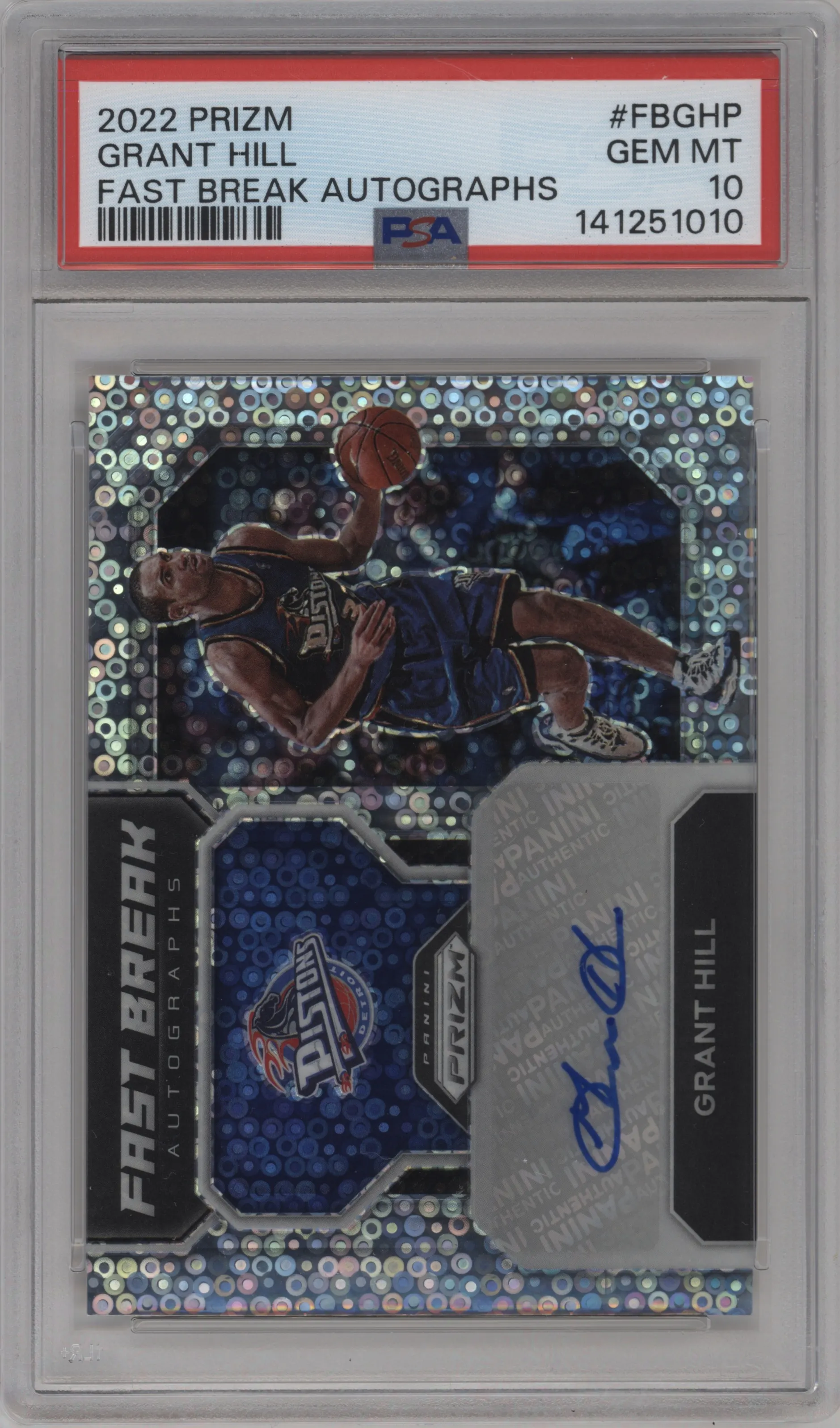 2022 Panini Prizm Fast Break Auto Grant Hill PSA 10