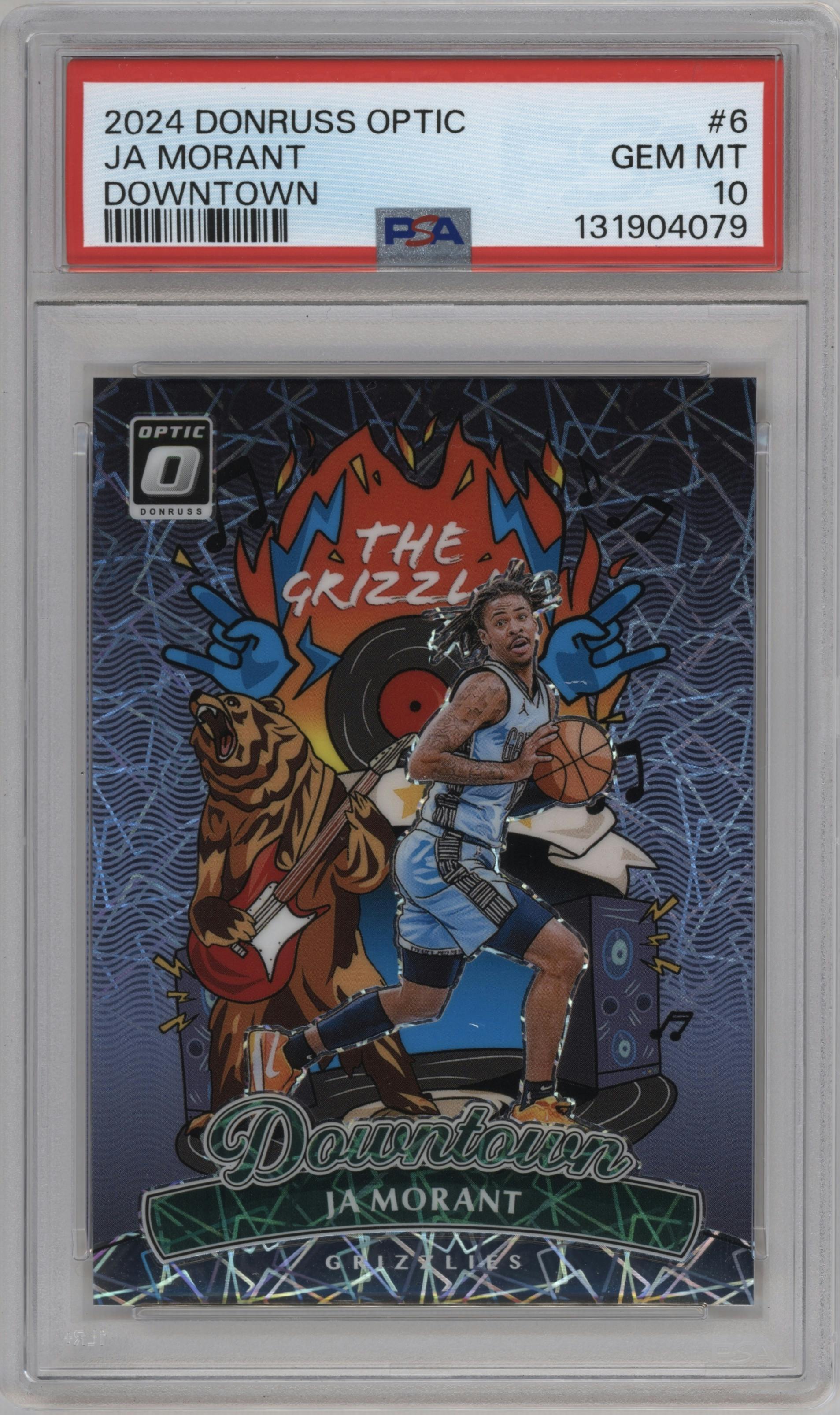 Ja Morant	 from the 2024-25 Donruss Optic set graded by PSA and given an overall grade of 10.