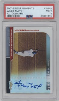 Willie Mays from the 2003 Topps Finest set graded by PSA and given an overall grade of 9.