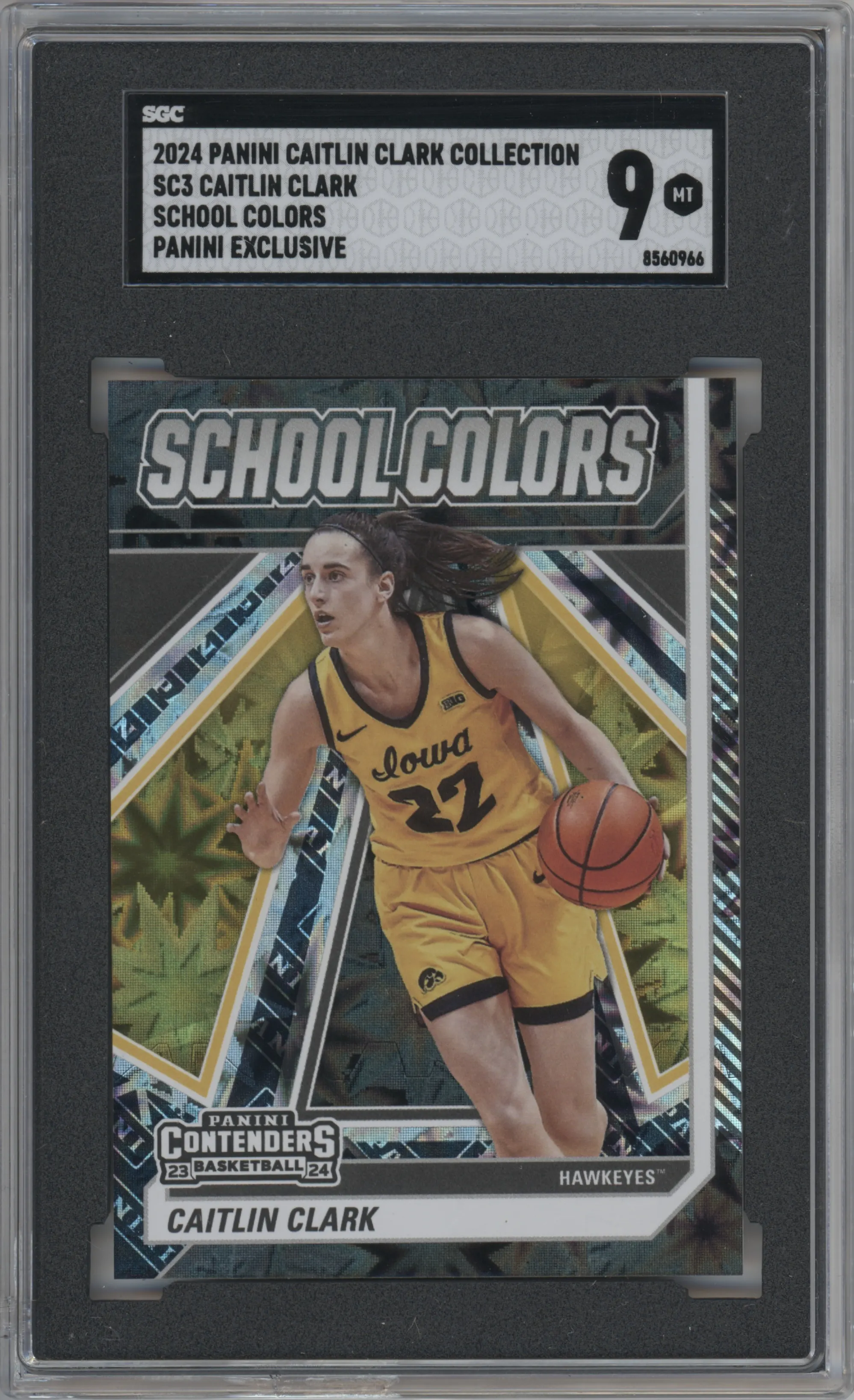 2024 Panini Caitlin Clark Collection School Colors Caitlin Clark Panini Exclusive SGC 9