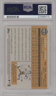 Aaron Judge from the 2017 Topps Archives set graded by PSA and given an overall grade of 10.
