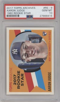Aaron Judge from the 2017 Topps Archives set graded by PSA and given an overall grade of 10.