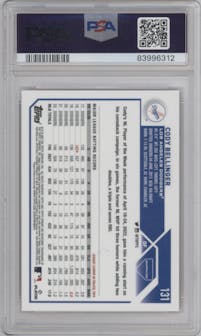 Cody Bellinger from the 2023 Topps Chrome Sapphire set featuring a Red parallel graded by PSA and given an overall grade of 10.