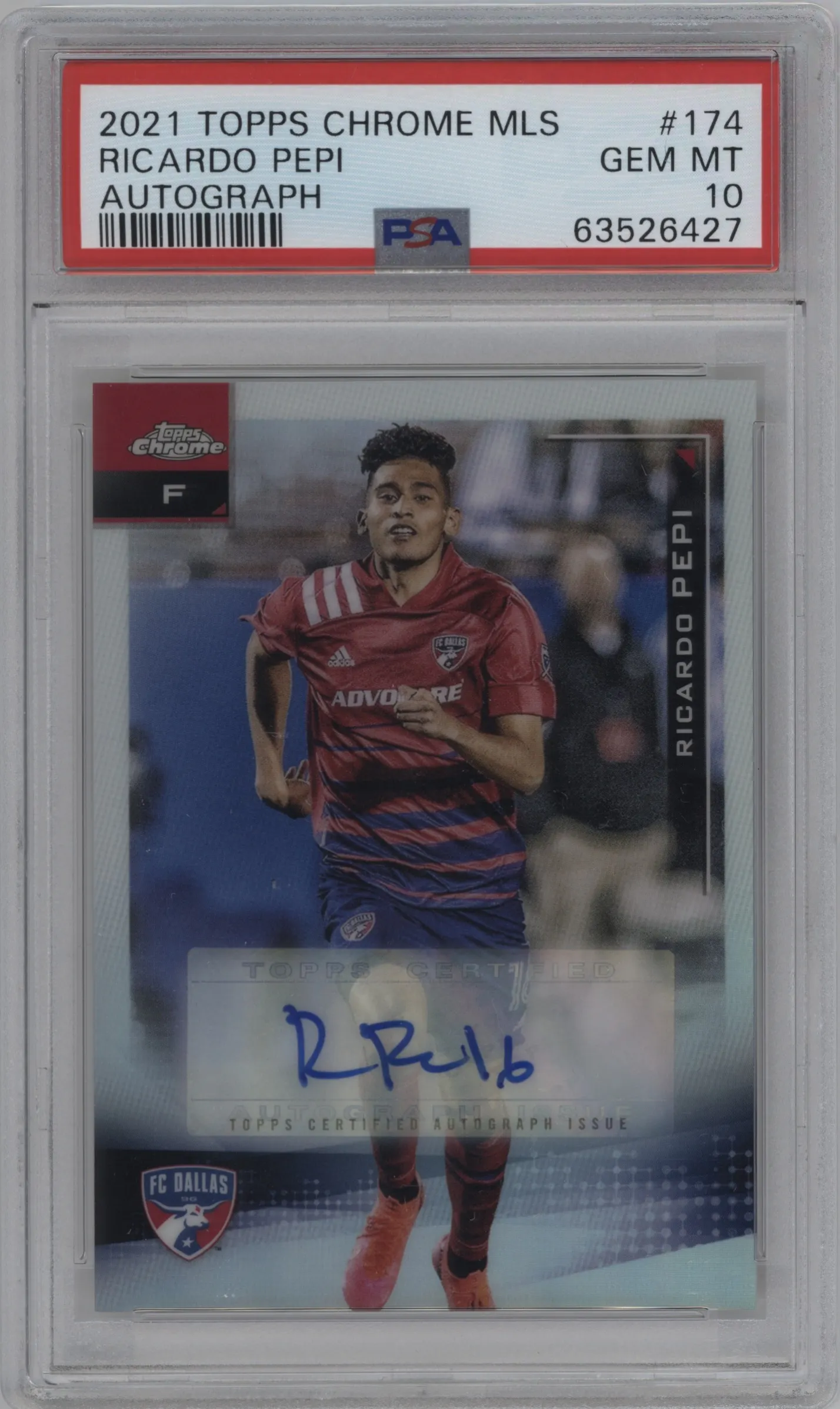 2021 Topps Chrome MLS Auto Ricardo Pepi Refractor #174 PSA 10