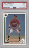 Chipper Jones from the 1991 Upper Deck set graded by PSA and given an overall grade of 9.