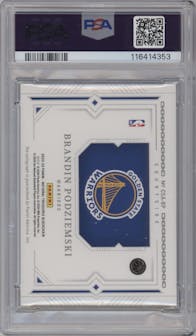 Brandin Podziemski from the 2023-24 Panini National Treasures Blockchain set featuring a Platinum  parallel graded by PSA and given an overall grade of 9.