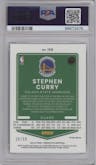 Stephen Curry from the 2021-22 Panini Donruss Optic set featuring a Blue parallel graded by PSA and given an overall grade of 10.