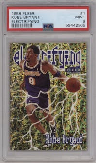 Kobe Bryant from the 1998-99 Fleer Tradition set graded by PSA and given an overall grade of 9.