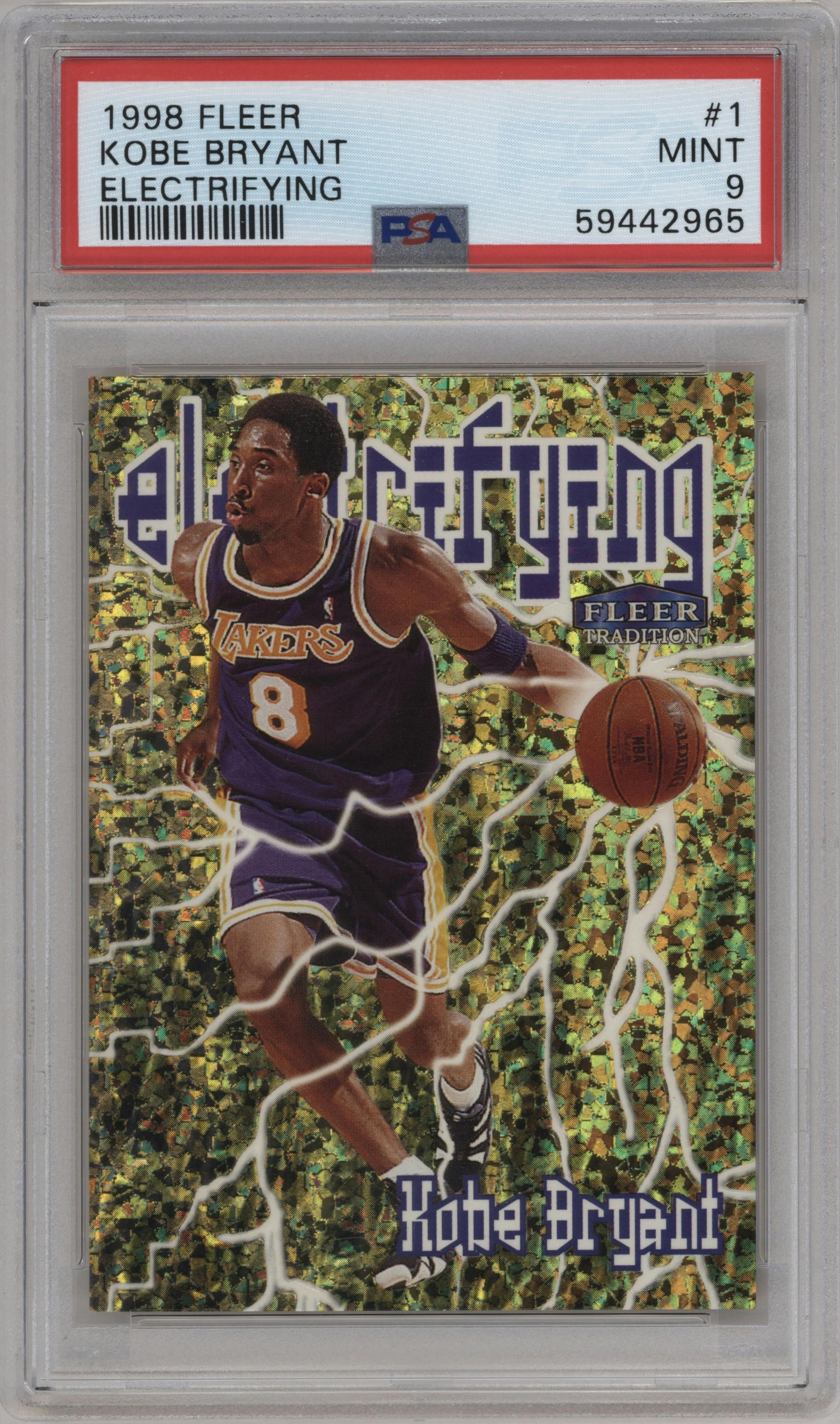 Kobe Bryant from the 1998-99 Fleer Tradition set graded by PSA and given an overall grade of 9.