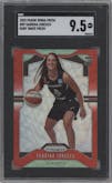 Sabrina Ionescu from the 2020 Panini Prizm WNBA set featuring a Ruby Wave parallel graded by SGC and given an overall grade of 9.5.