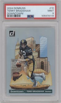 Terry Bradshaw from the 2024 Donruss set graded by PSA and given an overall grade of 9.