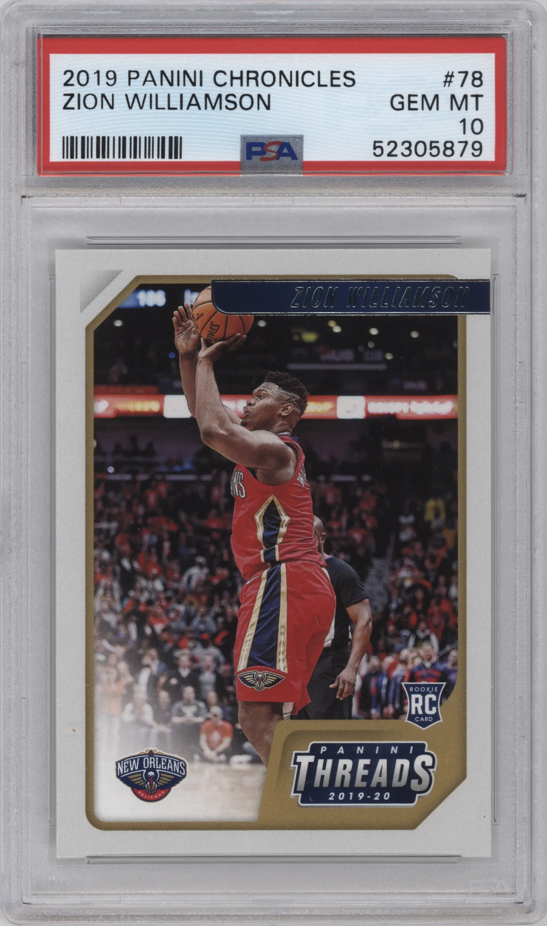 2019 Panini Chronicles Threads Zion Williamson PSA 10