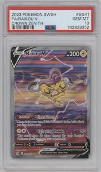 Raikou V from the 2023 Pokemon SWSH set graded by PSA and given an overall grade of 10.