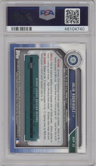 Julio Rodriguez from the 2019 Bowman  set graded by PSA and given an overall grade of 10.