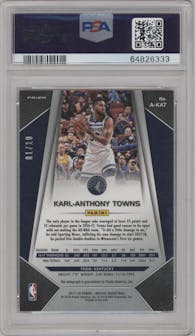 Karl-Anthony Towns from the 2017-18 Panini Mosaic Prizm  set featuring a Gold parallel graded by PSA and given an overall grade of 9.