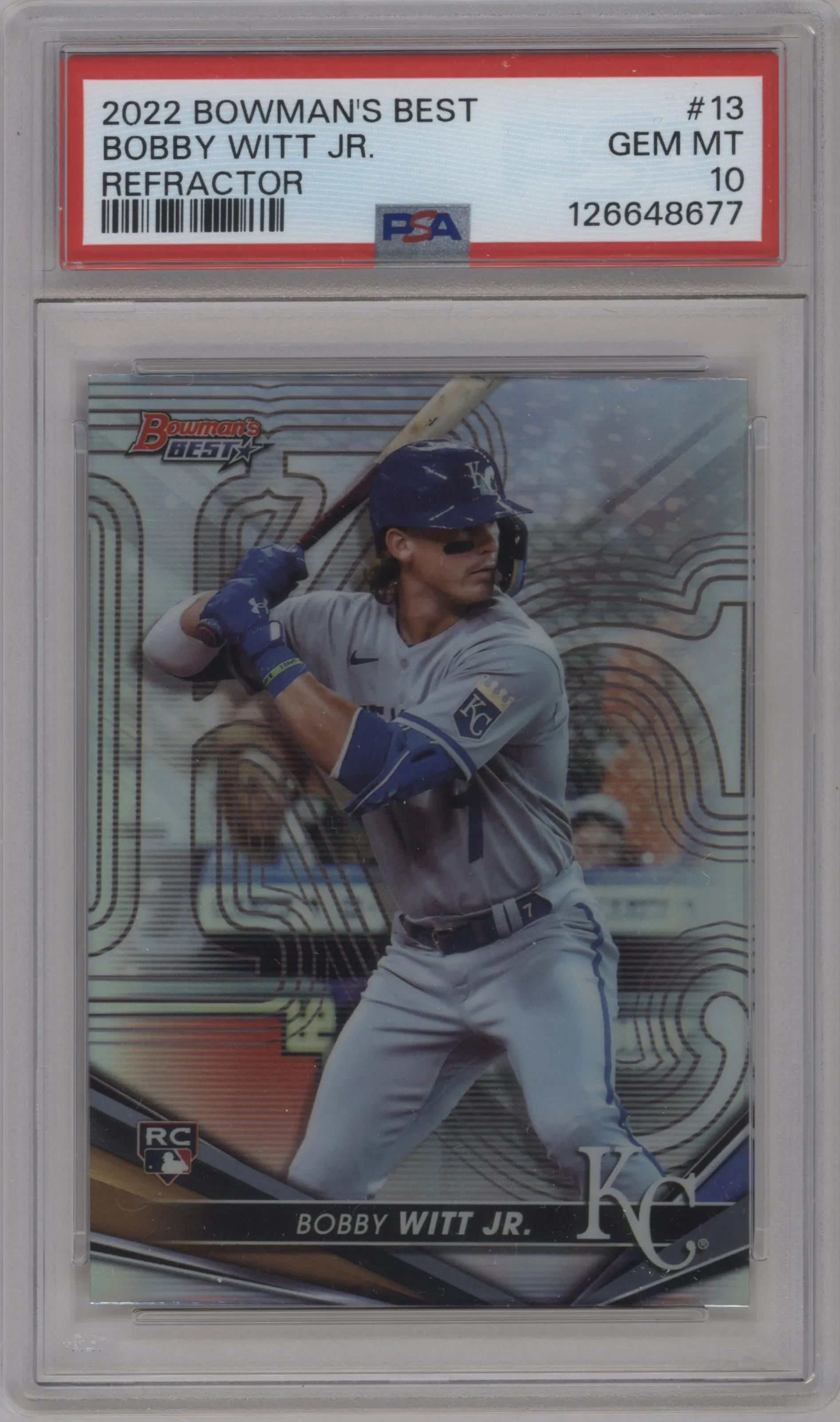 2022 Bowman’s Best Bobby Witt Jr. Refractor PSA 10