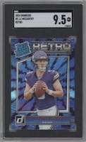 J.J. McCarthy from the 2024 Donruss set graded by SGC and given an overall grade of 9.5.