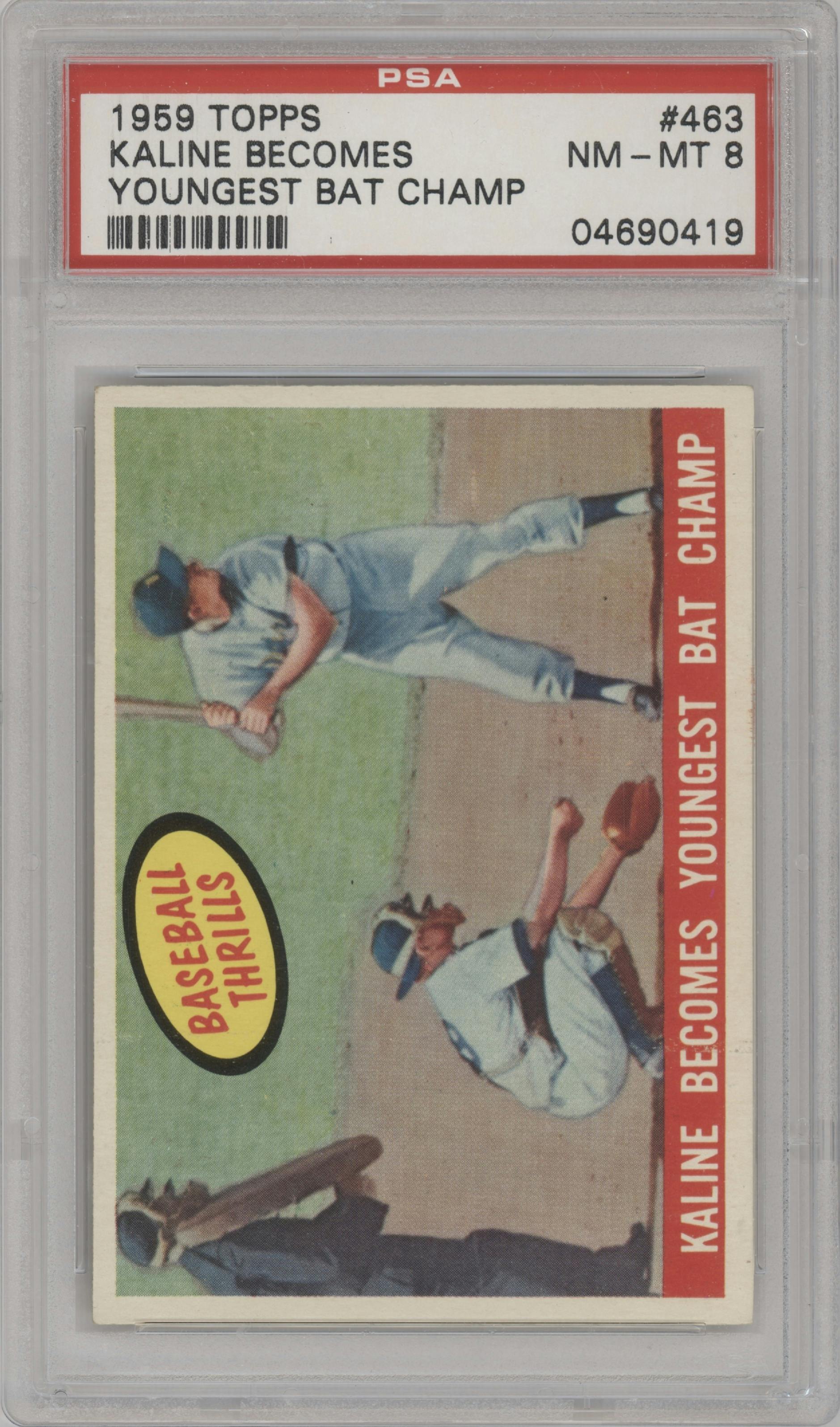 Al Kaline from the 1959 Topps set graded by PSA and given an overall grade of 8.