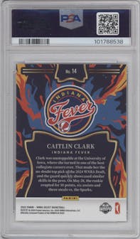 Caitlin Clark from the 2024 Panini Select WNBA set graded by PSA and given an overall grade of 10.