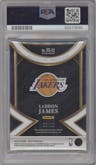 Lebron James from the 2022-23 Panini Select set featuring a Gold Prizm parallel graded by PSA and given an overall grade of 9.