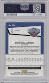 Zion Williamson from the 2019-20 Panini Hoops Premium Stock set featuring a Flash parallel graded by PSA and given an overall grade of 10.