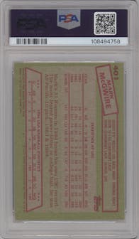 Mark McGwire from the 1985 Topps set graded by PSA and given an overall grade of 9.