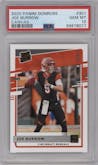 Joe Burrow from the 2020 Panini Donruss set featuring a Canvas parallel graded by PSA and given an overall grade of 10.